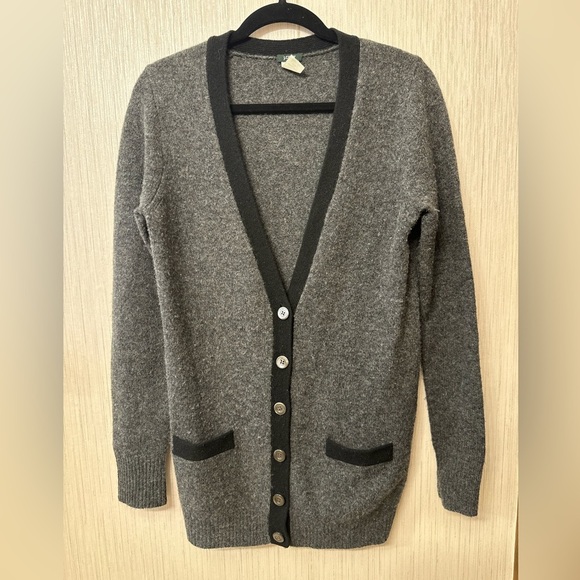 J.Crew Sweater Women S Cardigan Open Front Long Line Knit Lambs Wool - Picture 2 of 6